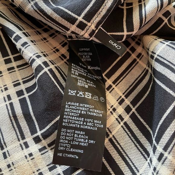 The Kooples Plaid Silk Button Down Blouse - Picture 5 of 9